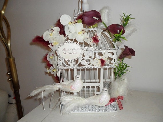 Urne De Mariage Thème Cage à Oiseaux Orchidées Arums