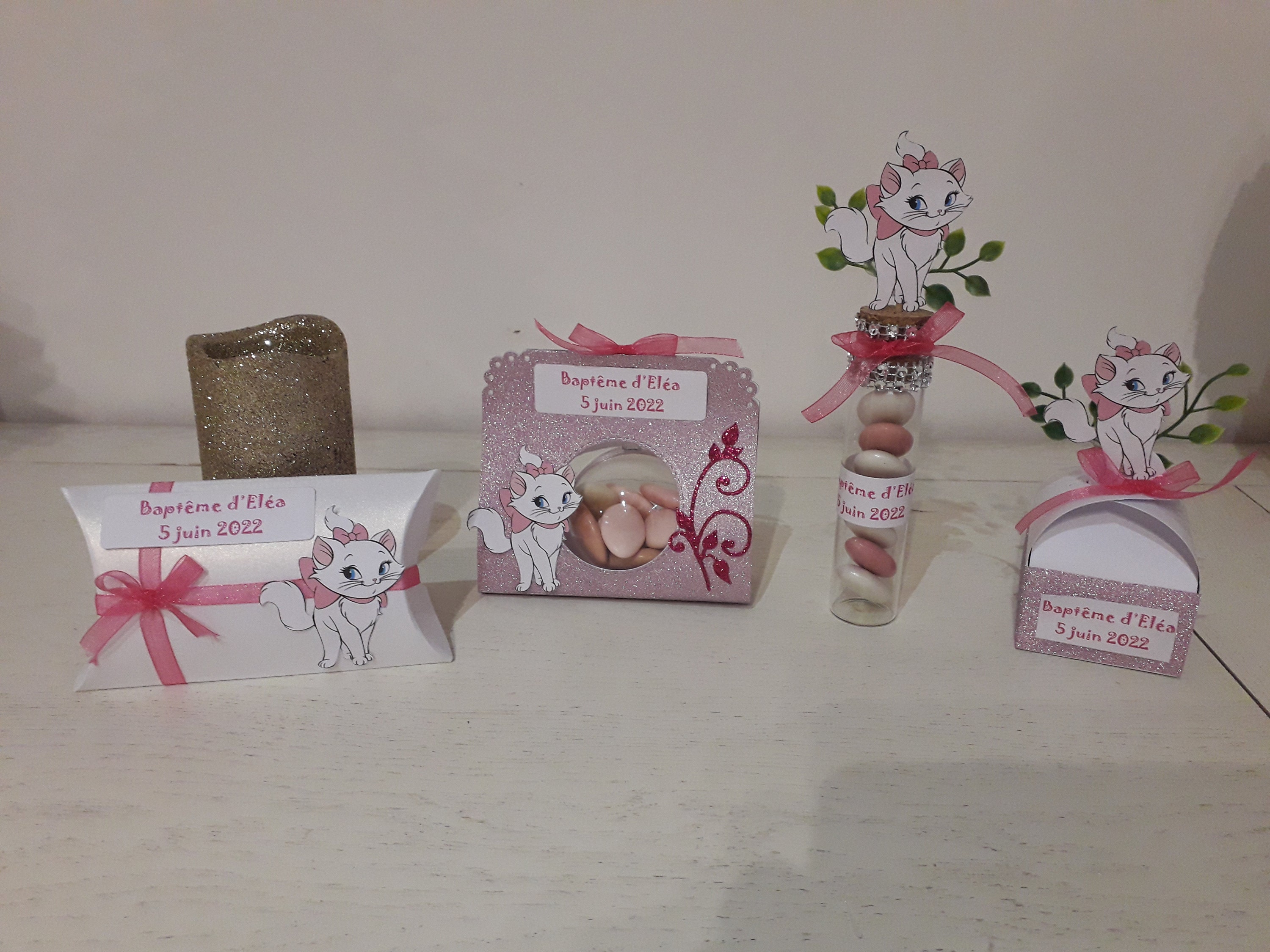 Contenants à Dragées Pour Baptême ou Anniversaire sur Les Thèmes de Minnie et Marie Des Aristochats