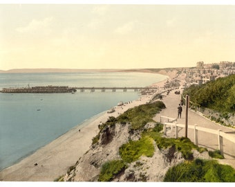 Bournemouth Wall Art. Digital print "East cliff looking west" 1890's