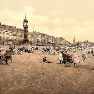 Wall Art Topographical  Print Weymouth Dorset Seaside View (01) Late 1890's