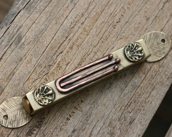 Mezuzah en laiton, mezouza en laiton et copper, étui de mezouza unique en son genre, mezouza faite à la main, nouveaux cadeaux de maison