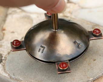 Hannukah Spinning Toy, Brass  Dreidel, Jewish  Chanukah Gift,  Handcrafted dreidel, Made in Israel,