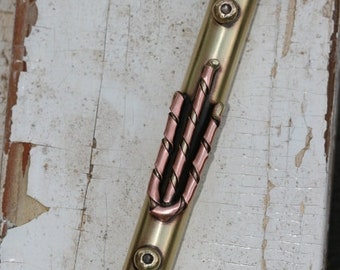 FREE SHIPPING Brass  and Copper Mezuzah, Mezuzah Case,  Handmade Mezuza,New House Gifts, Made in Israel