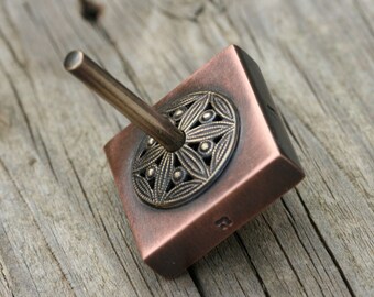 Square Dreidel, Dreidel for Hanukkah, Solid Copper dreidel, Copper and Brass dreidel, Handmade dreidel, Free shipping