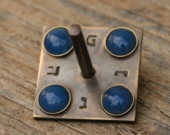 Square Dreidel, Dreidel, FREE SHIPPING Spinning Toy, Brass Dreidel, Handmade Unique Gift,Hanukkah Gift, Handcrafted dreidel, Made in Israel