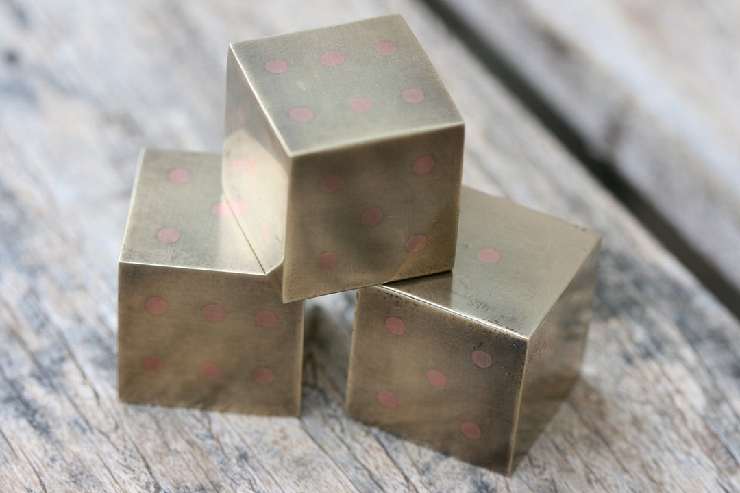 Brass Cube Paper Weight Gift for the Office Big Brass Dice Etsy