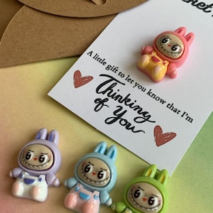 Labubu Style Pocket Hug: Thinking of You Gift with Butterfly Card
