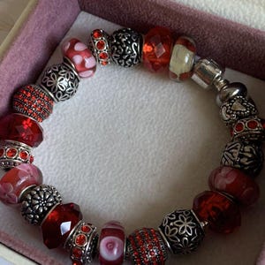 Bracelet à breloques style vintage Pandora avec breloques perles au chalumeau