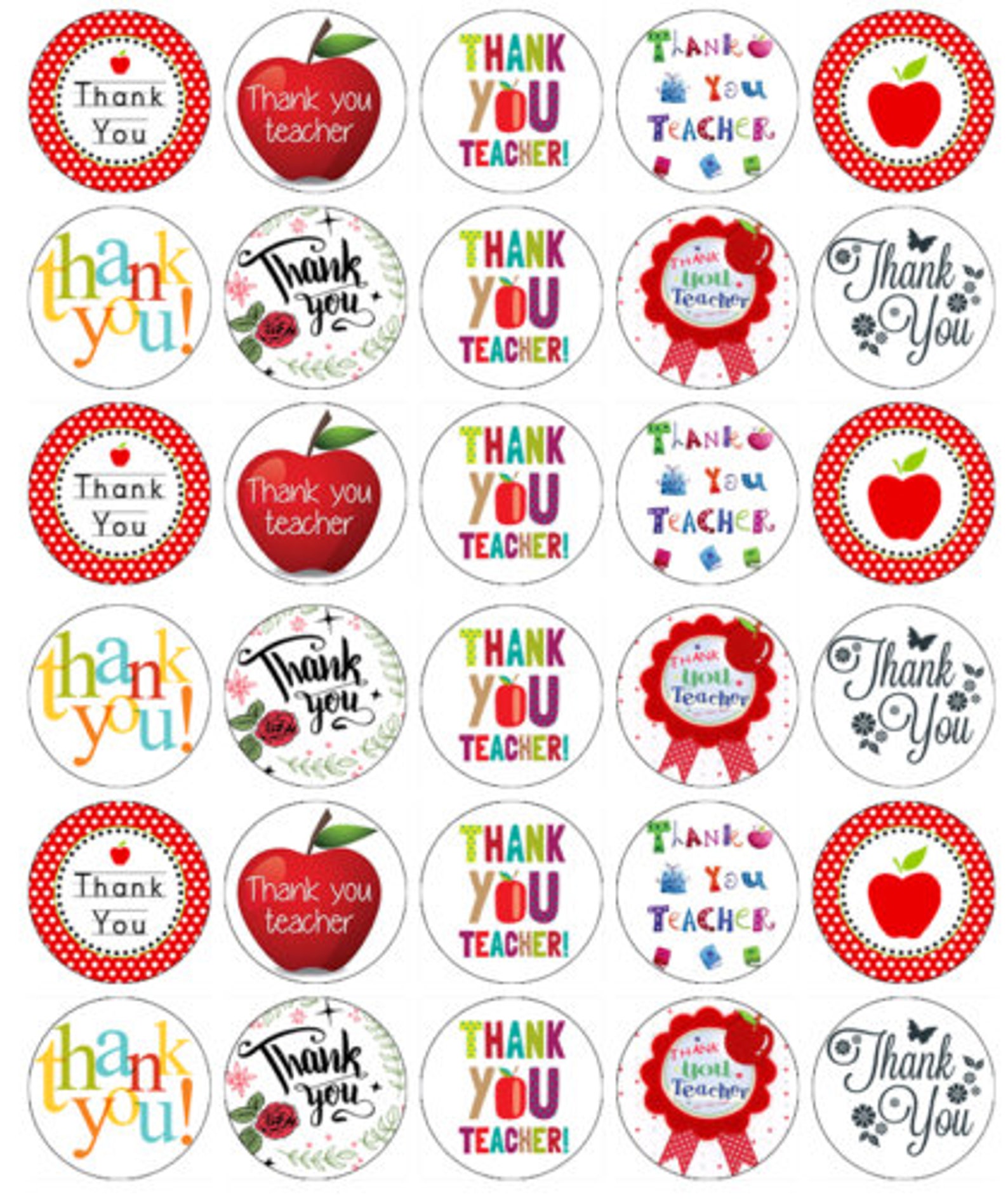 30 Thank you Teacher Cupcake Toppers Edible Wafer Paper Fairy Etsy