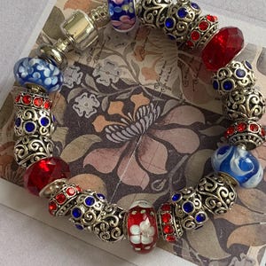 Bracelet à breloques style vintage Pandora avec breloques perles au chalumeau