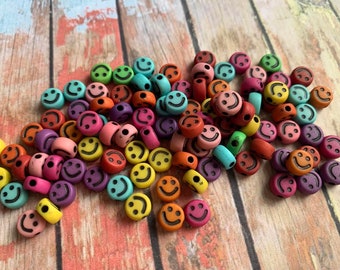 Mixed Smiley Face Bead Charms for Jewellery Beading