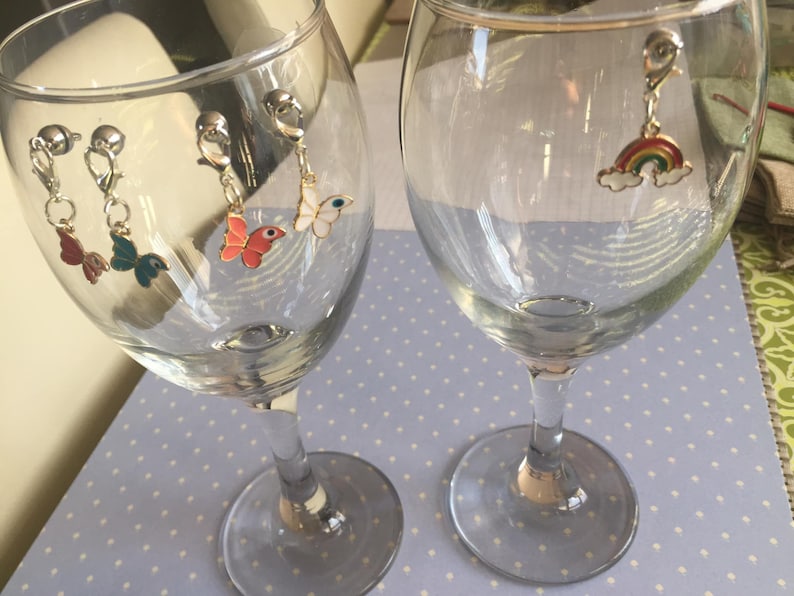 Set Of 5 Stemless Wine Glass Charms Etsy