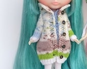 Cardigan für Blythe, Hand stricken Mantel für Neo Blythe Outfit, Überzieher, Blythe Puppenkleider, Blythe Jacke handgefertigt