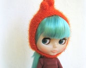 Blythe Hut. Gestrickte Mütze für Blythe Puppe, Hand stricken, Fantasy-Kappe, Blythe Outfit, Gnome Hut, Pixie Hut, Mütze, orange