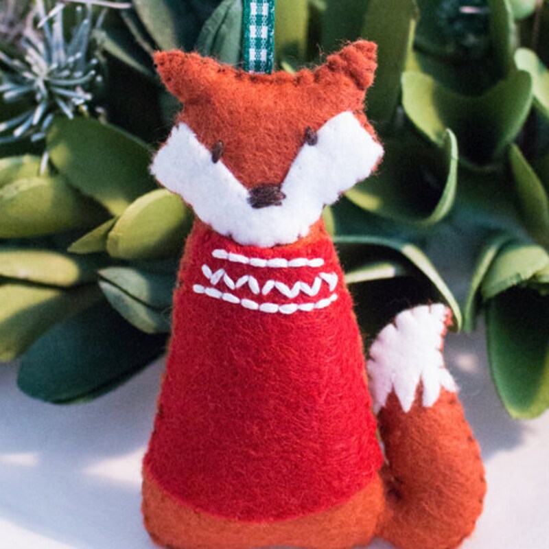 Handmade Felt Finley the Festive Fox Hanging Decoration main image 1