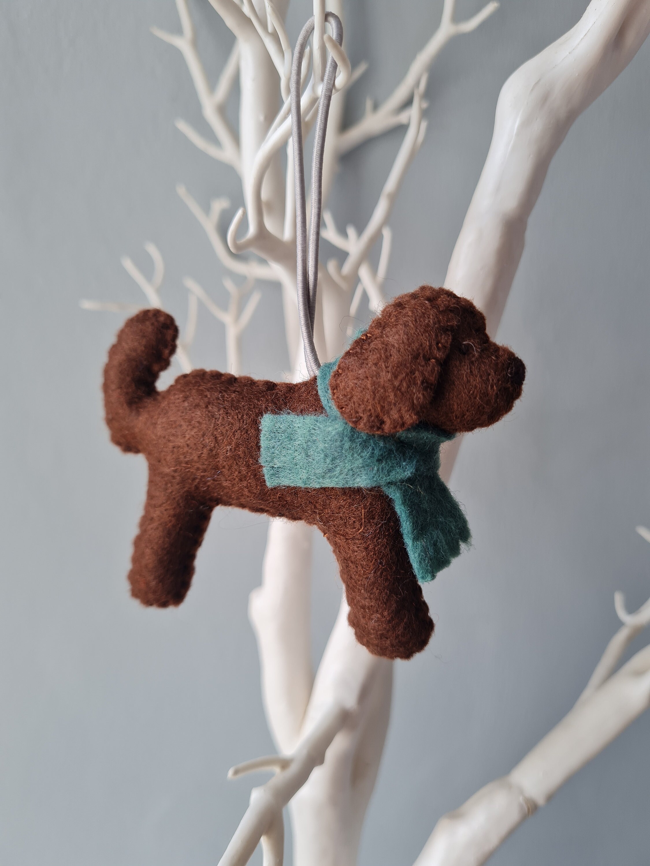 Chocolate Brown Cockapoo Decoration. Hanging Wool Felt Dog Decoration ...