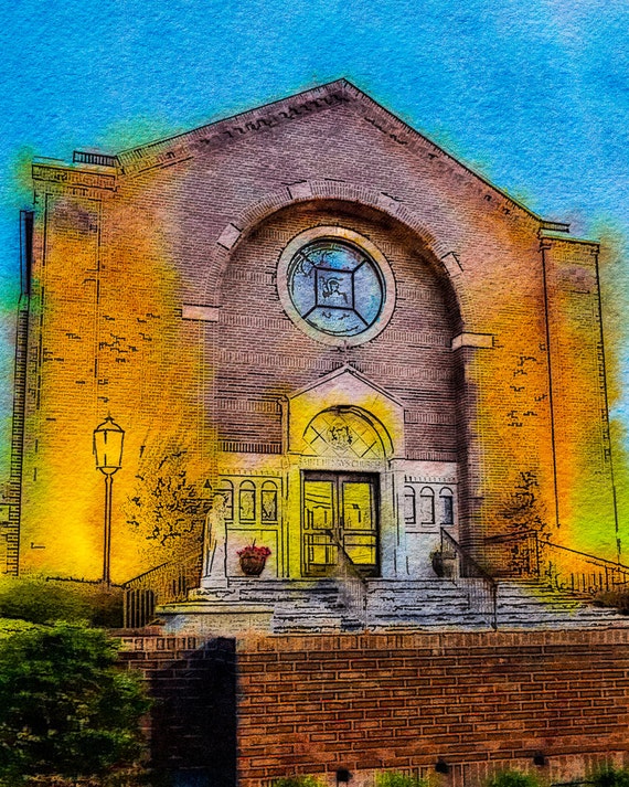 Saint Henry's Catholic Church at Night Elsmere KY II A Etsy