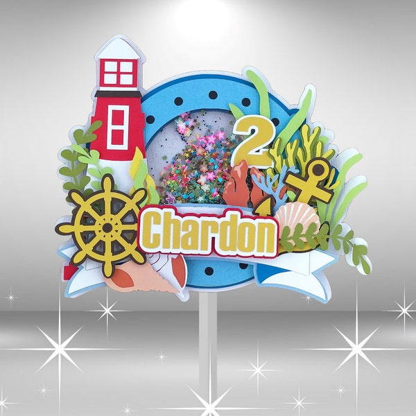 Kuchen Topper 3D Geburtstag Shaker Ozean Motiv | Sofortiger digitaler Download SVG Cricut Datei