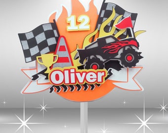 Monster Truck 3D Birthday Party Shaker Cake Topper SVG Cricut Silhouette Cutting Machine File