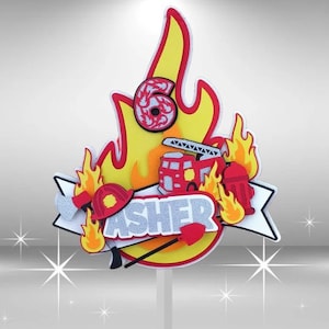 Firefighting Truck Cake Topper: Personalized Birthday SVG Template (Digital Download)