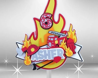 Firefighting Truck Engine Cake Topper Birthday Personalised Cricut SVG Cut File Template Cake Topper SVG Cricut Birthday SVG File For Cricut
