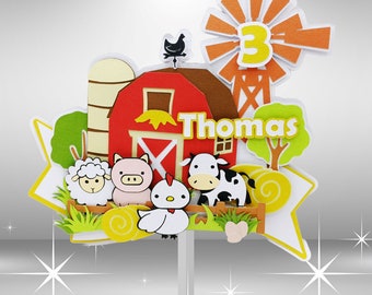 ¡Topper de pastel de animales de granja/barnyard, archivo de cumpleaños SVG 3D descargable instantáneo para Cricut y otras máquinas troqueladoras!