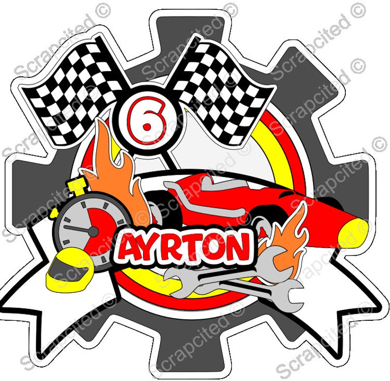 Race Car Cake Topper, Boy Birthday Party Decoration, Downloadable SVG