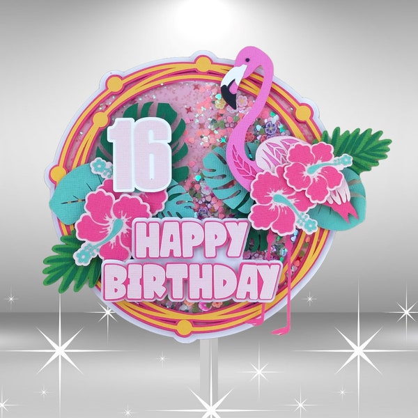 Flamingo 3D Birthday Shaker Cake Topper | Instant DIGITAL Download SVG Cricut File