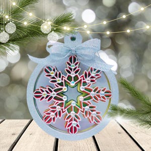 Ornement de Noël en couches 3D, fichier SVG numérique pour Cricut et autres machines de découpe, décoration de Noël modifiable !