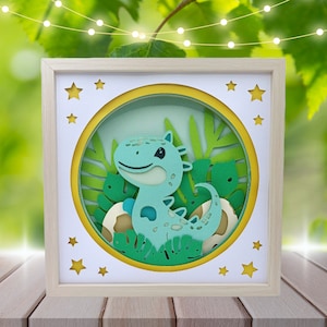 Dinosaurier Shadow Box - Digital Download SVG Perfekt auf unseren Dinosaurier Number 2 Cake Topper abgestimmt - Spaß für Kindergeburtstagsfeiern
