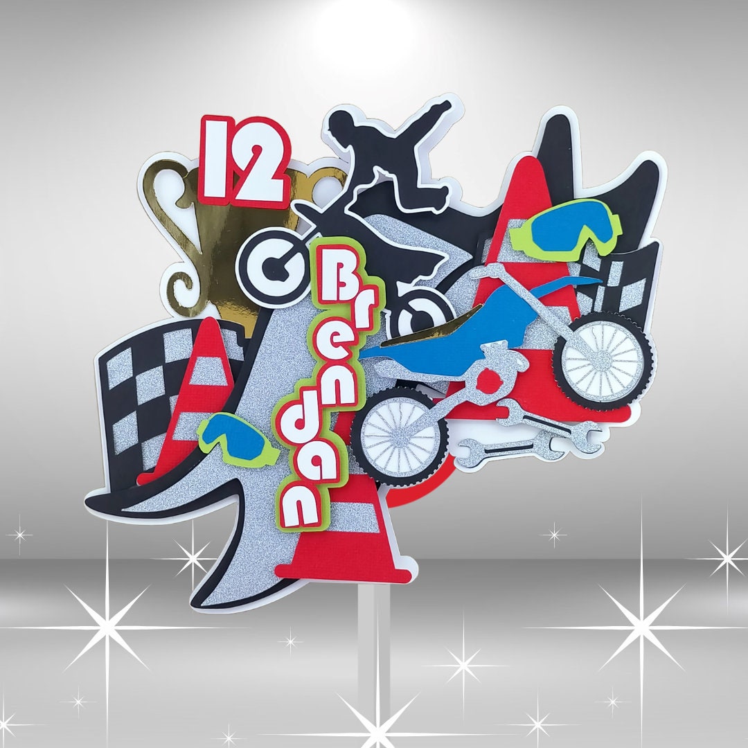 Moto Cross MX Adventure: Off-Road Kids' 3D Birthday Cake Topper SVG, Instant download convenience!