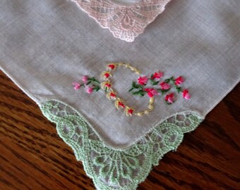 Floral Vintage Handkerchiefs 9.5x9.5 in.