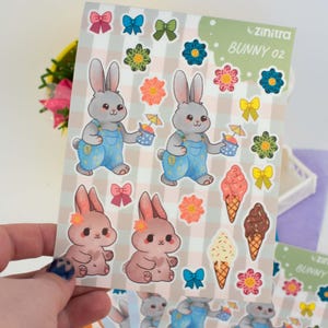 Grüner Hase Vinyl-Aufkleber Blatt, wasserfest Frühling Ostern Wasserflasche Laptop Aufkleber, Scrapbooking Journaling und Planung laminiert