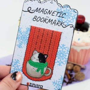 Magnetic Bookmark, Gift for Readers for Her Book lovers, Unique Magnetic Bookmark, Cute Cat Kitty Sweater Bookmark
