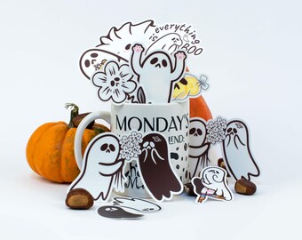 Juego de calcomanías de vinilo fantasma, juego individual de calcomanías laminadas de Halloween, botellas de agua resistentes al agua para ventanas
