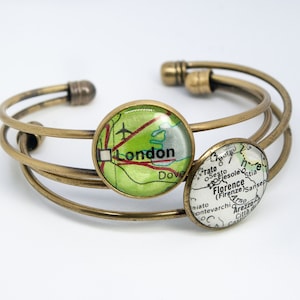 CUSTOM ORDER Vintage Map Cuff Bracelet