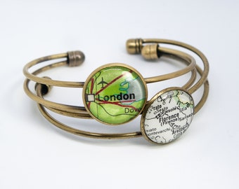 CUSTOM ORDER Vintage Map Cuff Bracelet