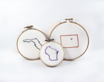 CUSTOM State Embroidery: Choose your own USA location