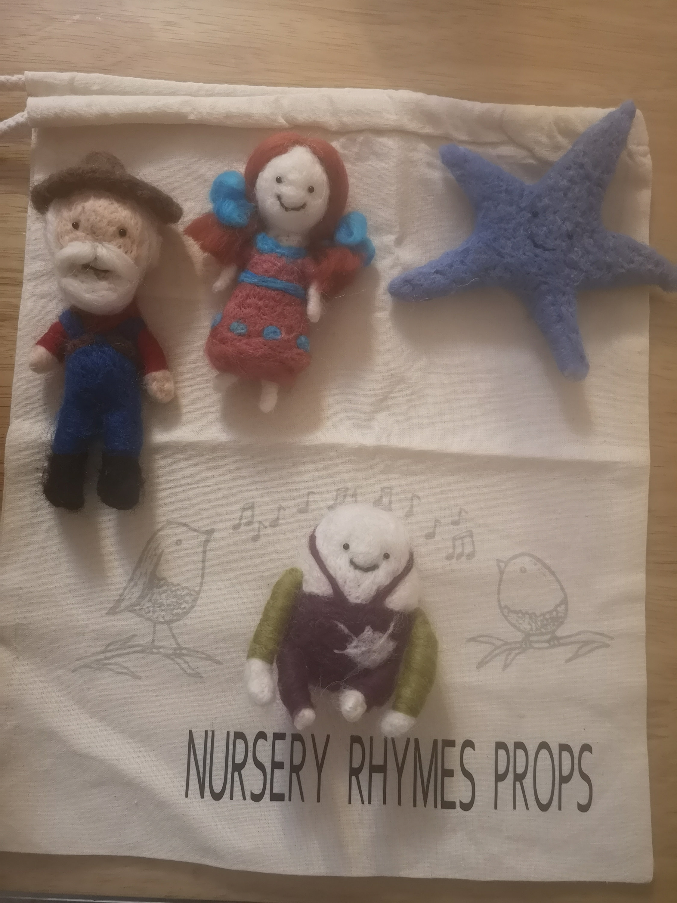 Nursery Rhymes Felted Props , Needle Felted Soft Toys, Waldorf Play