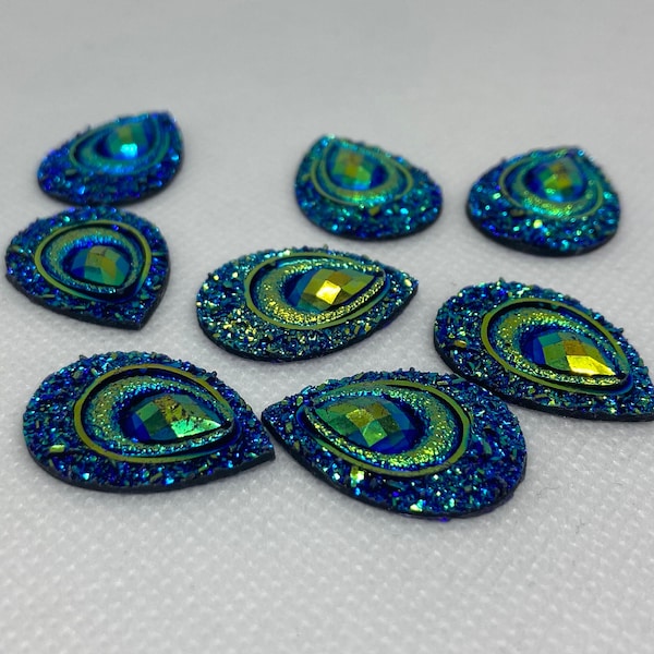 AB Peacock Cabochons 1 pair (2 pieces)