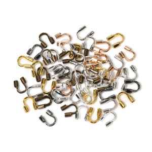 50Pcs Stainless Steel Wire Guard Protectors Loops U Shape Clasps Connectors  Wire Guardian For DIY Jewelry Making Accessories