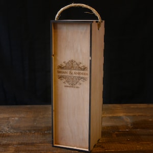 Engraved Wooden Wine Box, Wine bottle box, engraved wine box, wooden wine holder, custom wine box, wood box, custom engraving, wood box