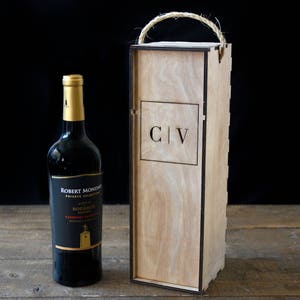 Engraved Wooden Wine Box, Wine bottle box, engraved wine box, wooden wine holder, custom wine box, wood box, custom engraving, wood box image 3