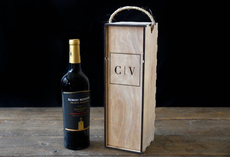 Engraved Wooden Wine Box, Wine bottle box, engraved wine box, wooden wine holder, custom wine box, wood box, custom engraving, wood box image 3