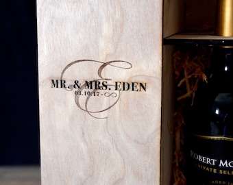 Engraved Wooden Wine Box: Custom Wine Bottle Holder