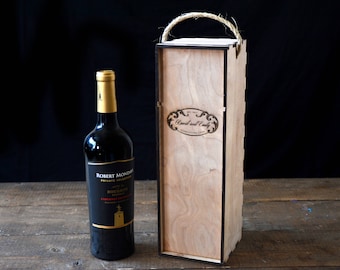 Engraved Wooden Wine Box, Wine bottle box, engraved wine box, wooden wine holder, custom wine box, wood box, custom engraving, wood box