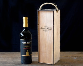 Engraved Wooden Wine Box, Wine bottle box, engraved wine box, wooden wine holder, custom wine box, wood box, custom engraving, wood box