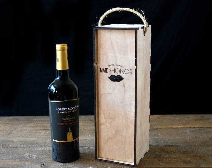 Engraved Wooden Wine Box, Wine bottle box, engraved wine box, wooden wine holder, custom wine box, wood box, custom engraving, wood box