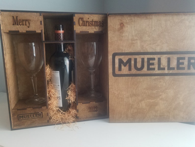 Engraved Wooden Wine Box, Wine bottle box, engraved wine box, wooden wine holder, custom wine box, wood box, custom engraving, wood box image 9
