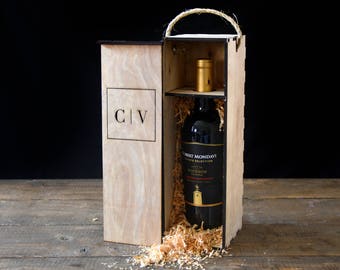 Engraved Wooden Wine Box, Wine bottle box, engraved wine box, wooden wine holder, custom wine box, wood box, custom engraving, wood box